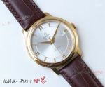 Swiss 2824 Omega De Ville Replica Watch Gold Case Silver Dial